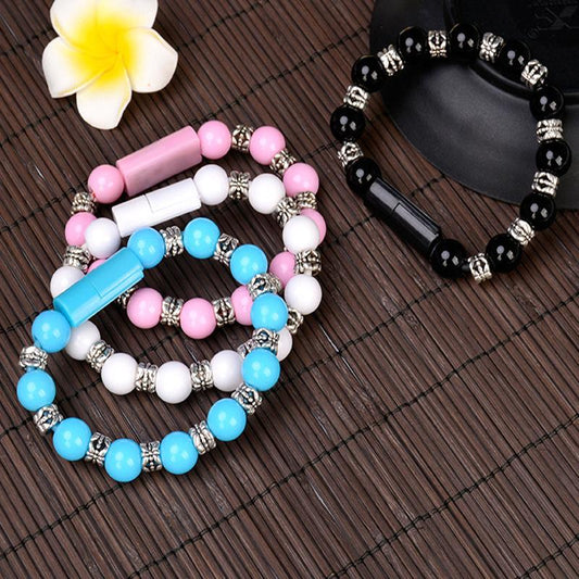 Bead Pure Color Bracelet USB Cable Universal Mobile Phone Ipad Charger for Iphone Micro USB Type C Sync Data Fast Charging Cord